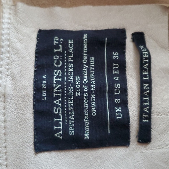 All Saints Women's Beige Leather Jacket - Picture 5 of 6